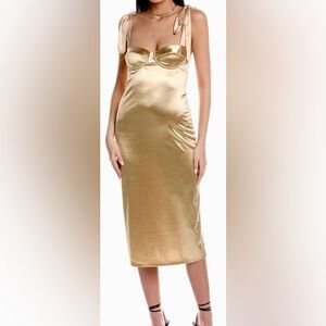 Free People Casino Got Glam Tie Strap Satin Midi Dress Size M